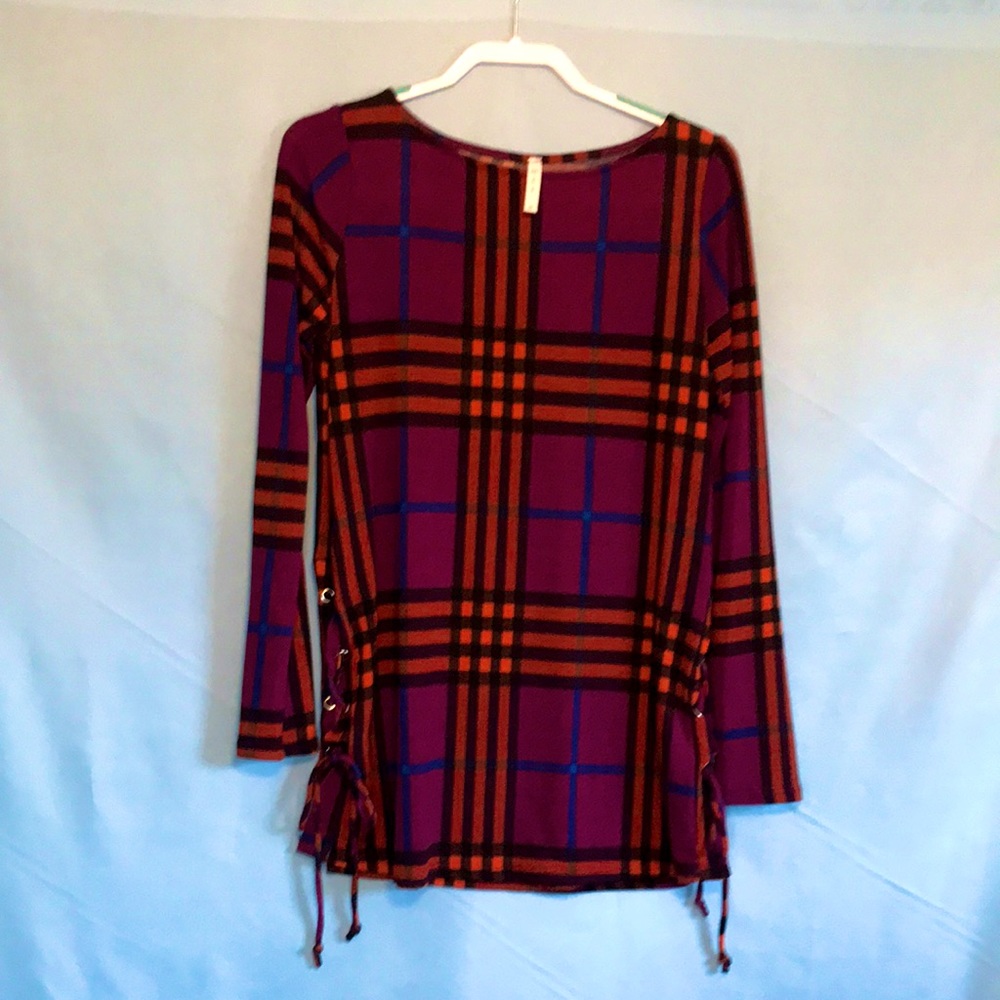 MTS Checkered Long Sleeve Top Medium NWOT